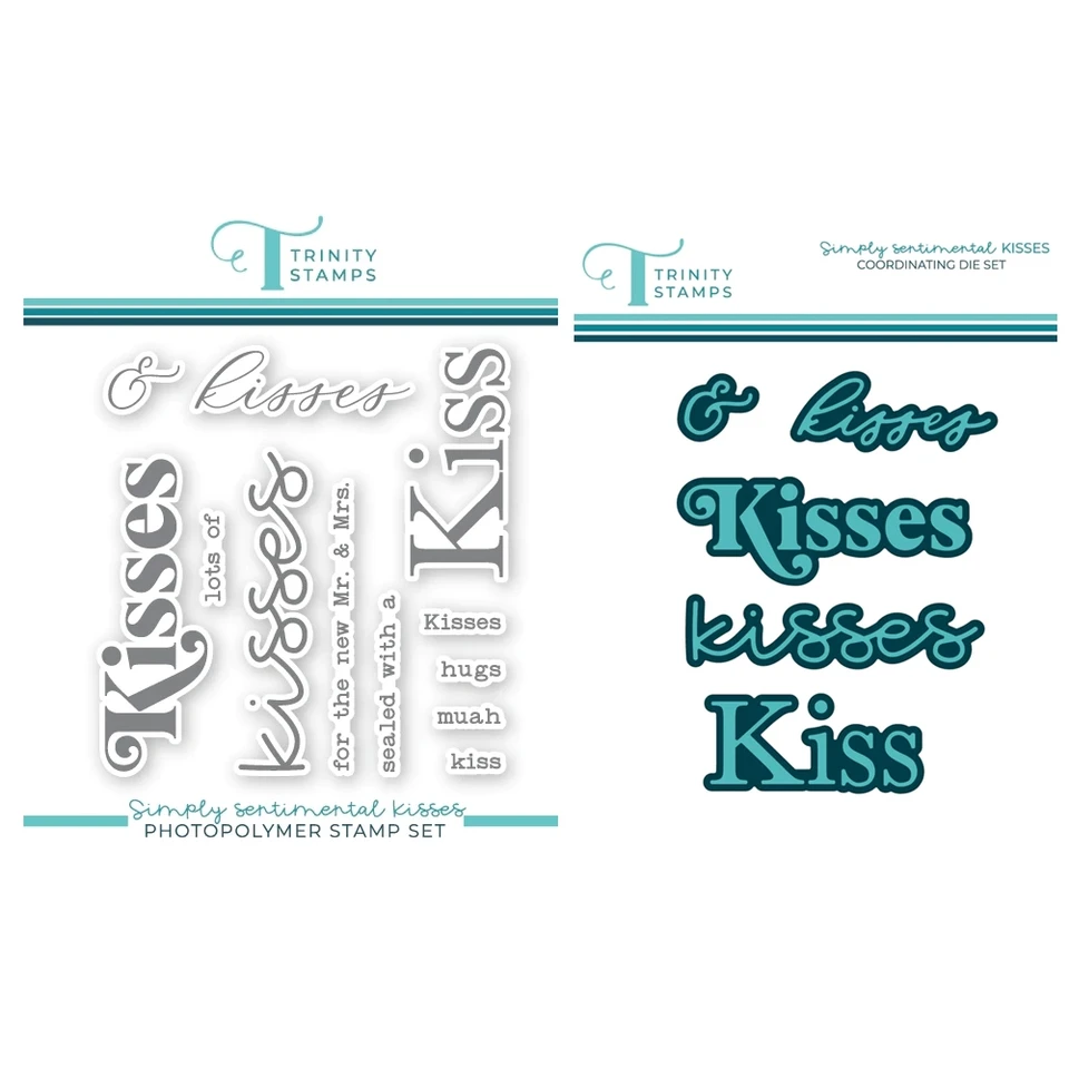 Nový 2024 Simply Sentimental - Kisses Valentín Cutting Dies Clear Stamps Nastavte scrapbooking pre papierovú výrobu karty