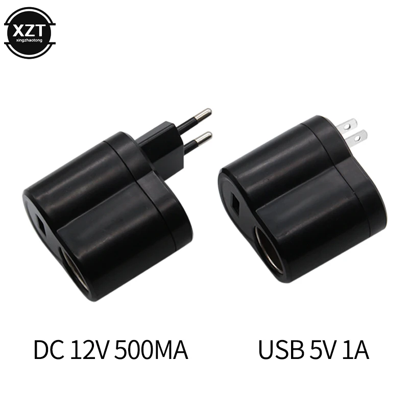 Nový 220V AC až 12 V DC Cigareta zapaľovača na stenu zásuvku prevodníka s objímkou ​​s rozhraním USB EU zástrčka