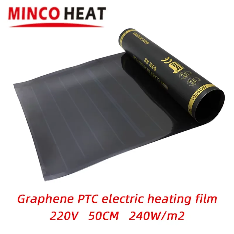 Nový 240 W Far Infračervený grafén PTC Elektrické vykurovacie filmy Energy Setraing, Bezpečné, pohodlné vykurovacie filmy na vykurovanie domácej podlahy