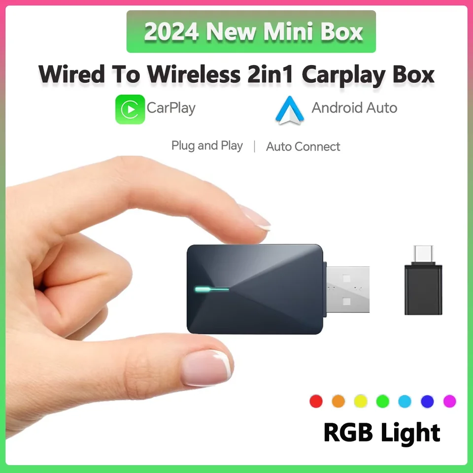 Nový 2in1 CarPlay Mini Box Android Auto bezdrôtový adaptér Smart Mini Box Plug and Play Dongle Bluetooth Wifi Auto Connect CarPlay
