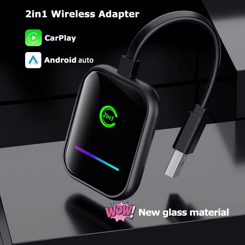 Nový 2in1 Mini Wireless CarPlay Dongle & Wireless Android Auto Box pre auto pôvodné rádio s káblovým CarPlay/Android Auto