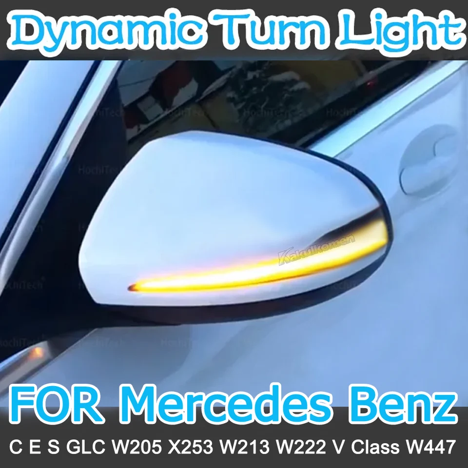 Nový 2x dynamický blinker pre Mercedes Benz Ces GLC W205 X253 W213 W222 V trieda W447 LED Turn Signal Signal Side Indikátor bočného zrkadla