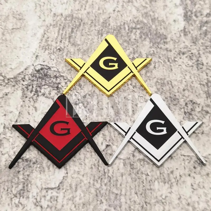 Nový 3D Mason Freemasons Fraternity Metal Chrome Zinok zliatiny Adhézový znak dekoratívny odznak Nálepka Automatické príslušenstvo