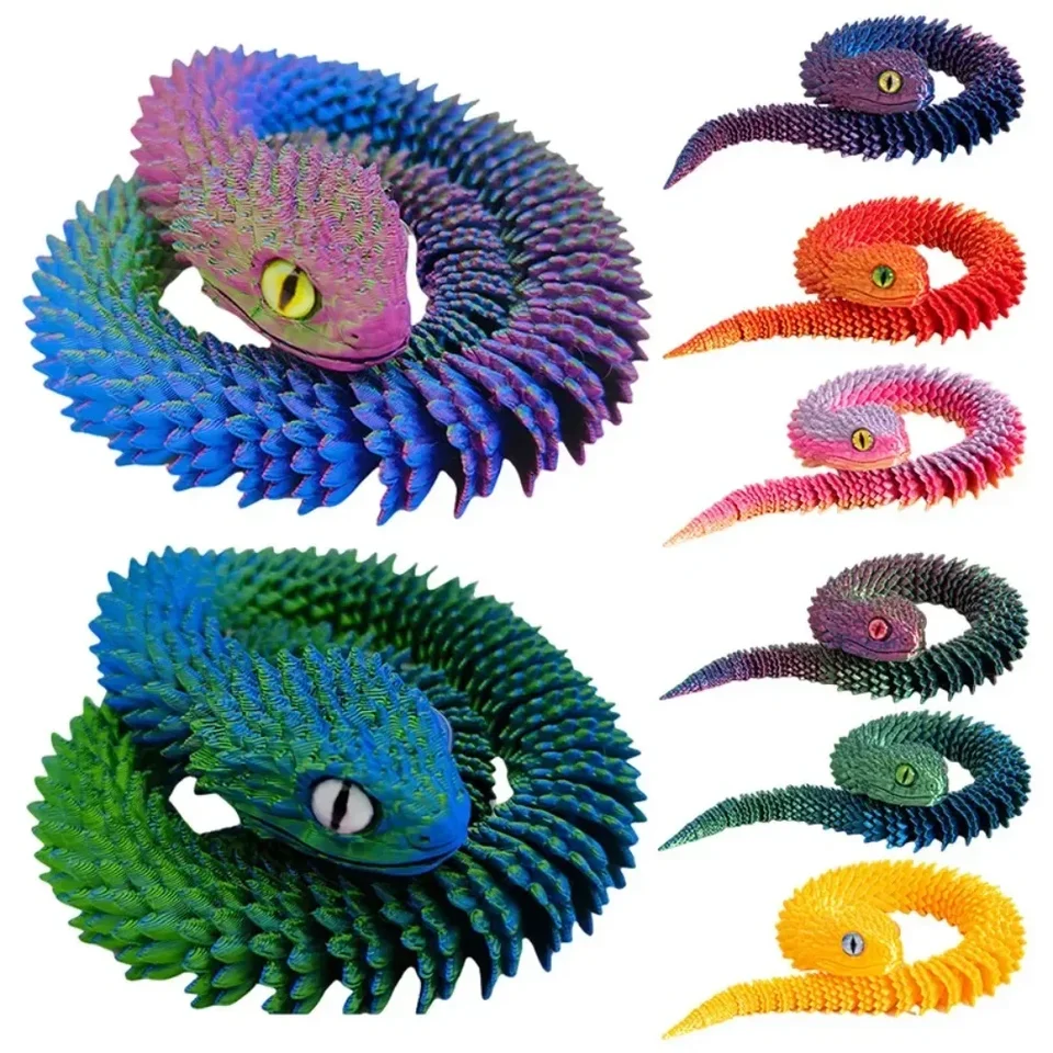 Nový 3D tlačený had pohyblivé spoločné simulácia had had figurín Kreatívna domáca kancelária Desktop Ozdob Nový rok darčeky remeselnícke darček