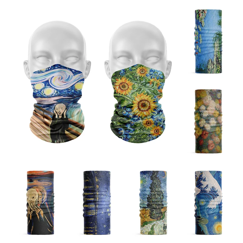 NOVÝ 3D Van Gogh Olej olejomaľby Ženy prsteň šál slnečnica hviezdna nočná zábava retro čela