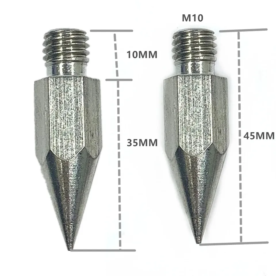 Nový 45 mm z nehrdzavejúcej ocele GPS Pole Tip Tip M10 Sharp Point Výmena špičky Surveying Prism Pole Dĺžka bodu 35 mm