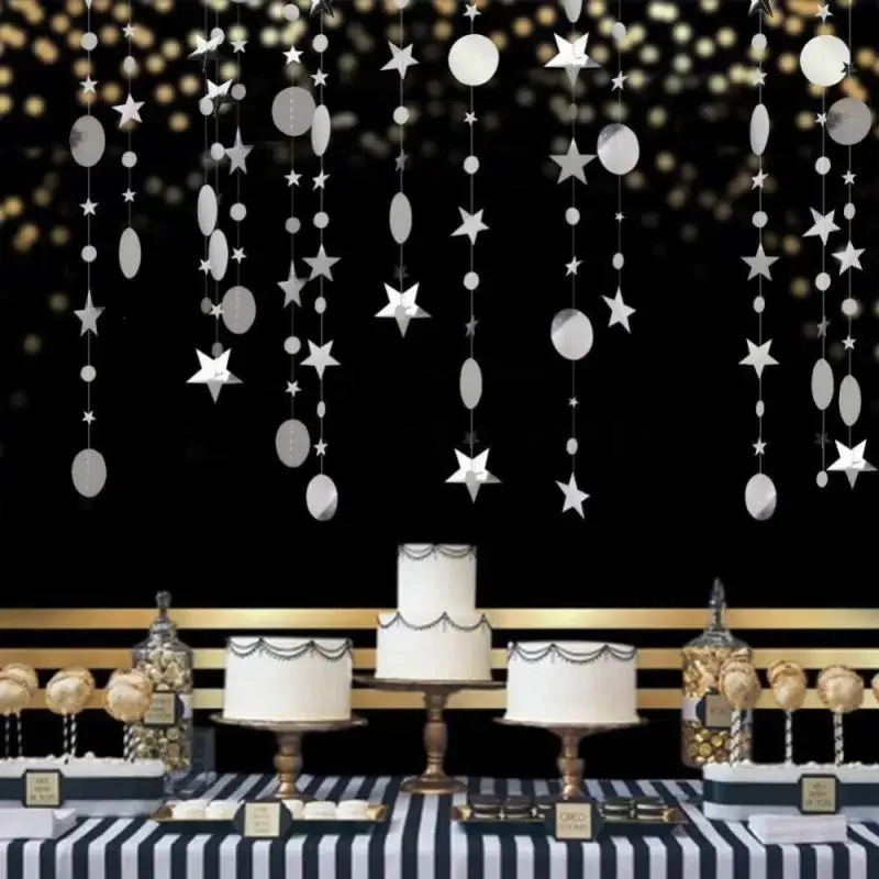 Nový 4m zlatý papier Star Garlands promócia Party dekorácie chlapec dievča dieťa dospelý práve vydala 30. 40. 50. 60 narodenín