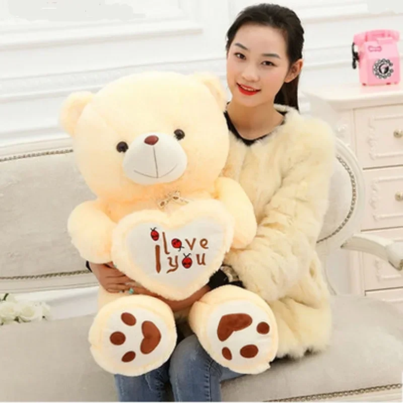 Nový 50 cm kawaii medvedí vankúš Milujem ťa pre milencov mäkký plyšový žltý biely biele vankúšové dievčatá Dámske narodeniny Valentín