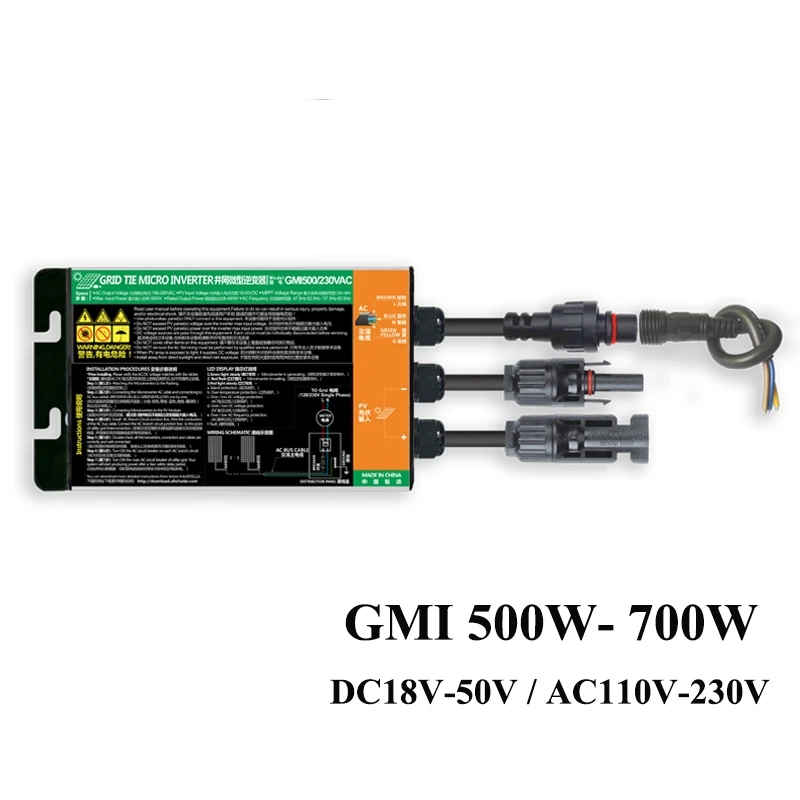 NOVÝ 700W 600W 500W Vodotesný vodotesný solárny PV mriežkový kravata Micro Inverter Smart Microinverter Inversor Input INVERSOR 18-50VDC Výstup 110V 220V