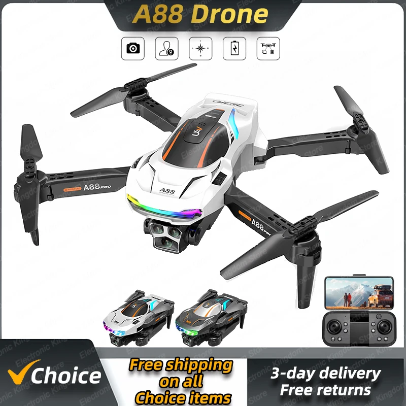 Nový A88 Dron 8K Profesionálny Triplecamera Aerial Photography Prekážky vyhýbanie sa toku Tok polohy skladacie kvadrokoptéry Predávajúce svetlo predávať svetlo