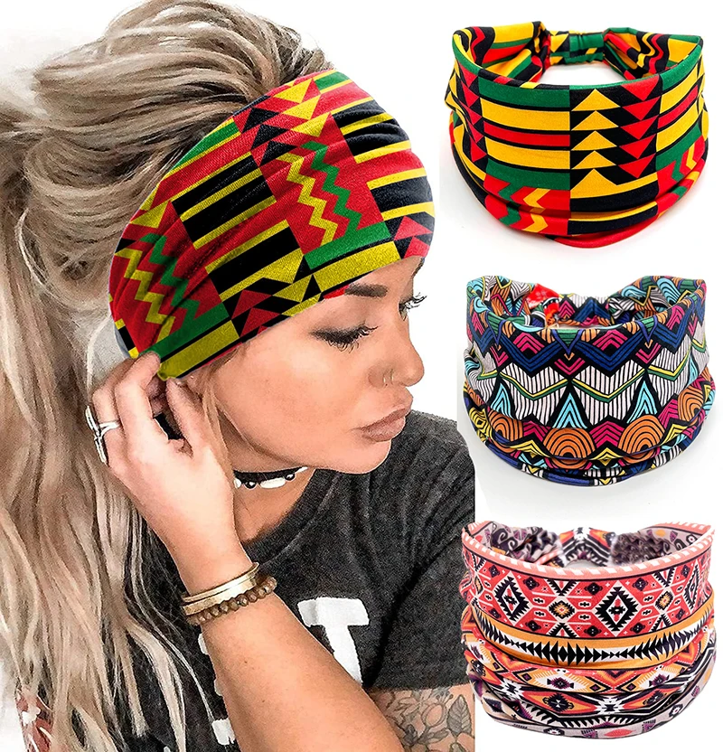 Nový africký vzor potlač čelenku pre ženy Twist Style Hair Band Ladies Salon make -up zabalenie hlavy pokrývky Turban Girls Accessor