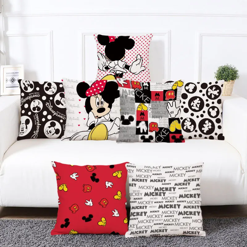 Nový anime Mickey Mouse vankúš poťahuje kawaii Minnie Mouse Cashing Cover 45*45 cm karikatúra obývacia izba pohovka vankúšový obal darčeky
