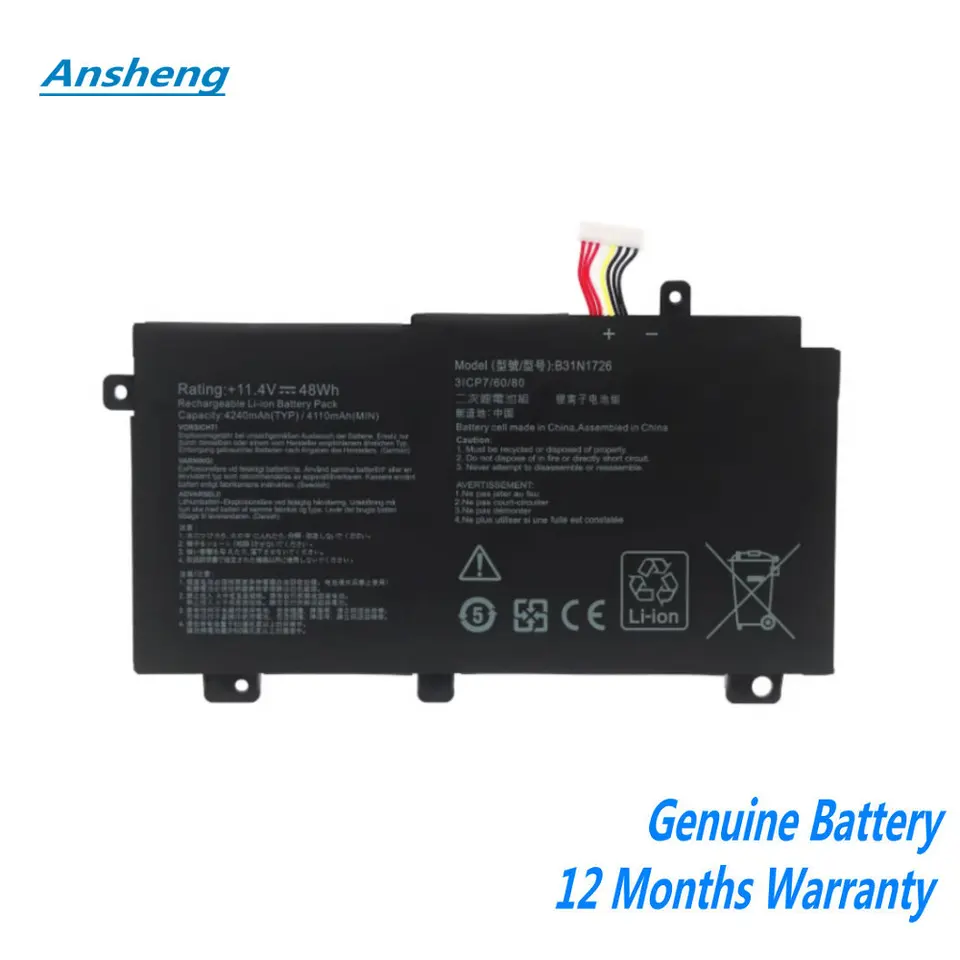 Nový B31N1726 B31BN91 BATTERICKÁ PRE ASUS FX504 FX86 FX80GM FX505GE FX505DT FX80GE PX505GE PX505GD FX505GM FX80G B31BNEH A41LK9H