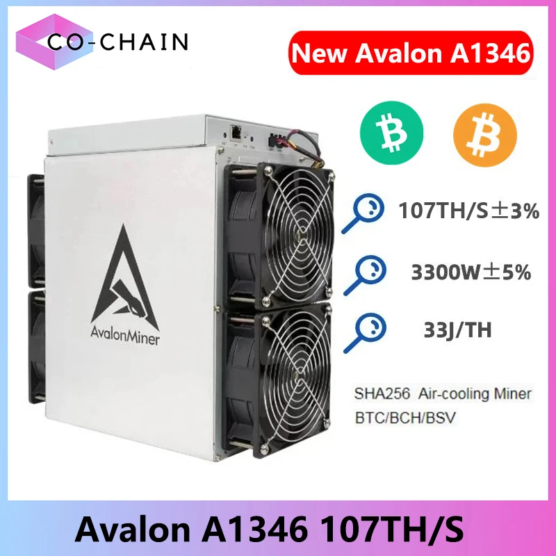 Nový baník BTC Avalon A1346 107th/s 3300W Crypto Bitcoin Mining Avalonminer A1346 107T ASIC BTC Mining Avalon Bitcoin Miner