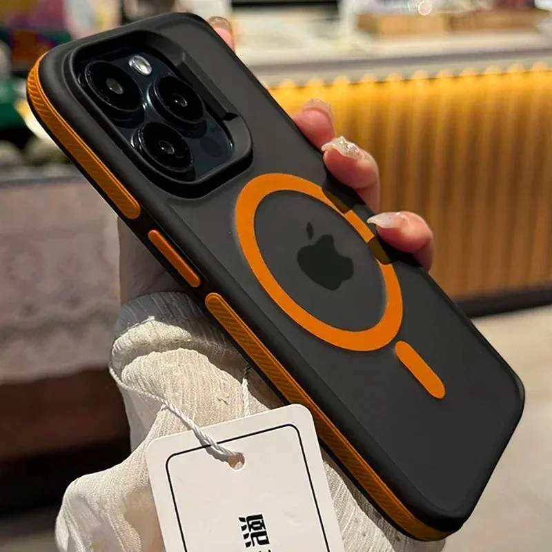 Nový bicolor matný matný matný puzdro na magnetický telefón pre iPhone 16 15 14 plus 13 12 11 Pro Max Triplucent Shock -odolný nárazník Tvrdý nárazník