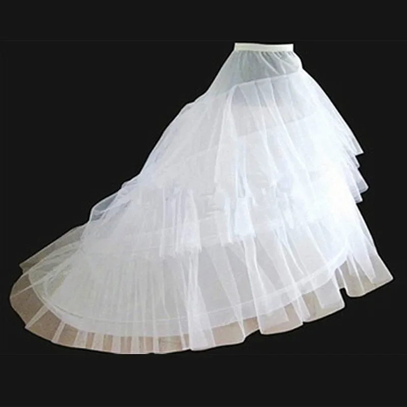 Nový biely výpredaj Hoop 3 vrstvy Crinoline Petticoats na svadobné šaty lacný dlhý svadobný vlak Petticoat 2023