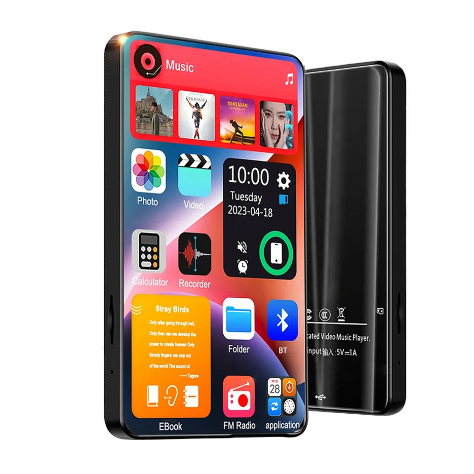 Nový Bluetooth 5.2 MP3 MP4 Player 4.0 Dotyk na celú obrazovku Vstavaný hudobný prehrávač 16 GB FM/ Recorder/ Video Media prehrávač pre študentov