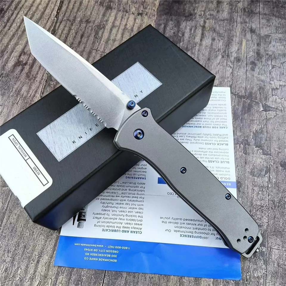 Nový BM 537 skladací nôž zúbkovaný M390 Blade Titanium zliatiny vreckové nože vonkajšie EDC Survival Camping Huncing Tools Tools