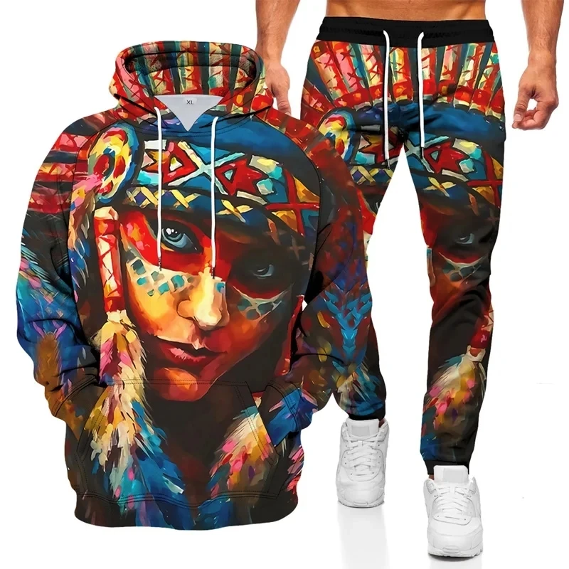 Nový boh Indický portrét mikiny pre človeka vyhovuje Maria Pullovers 3D tlačená pánska mikina sada harajuku y2k neformálne nohavičky