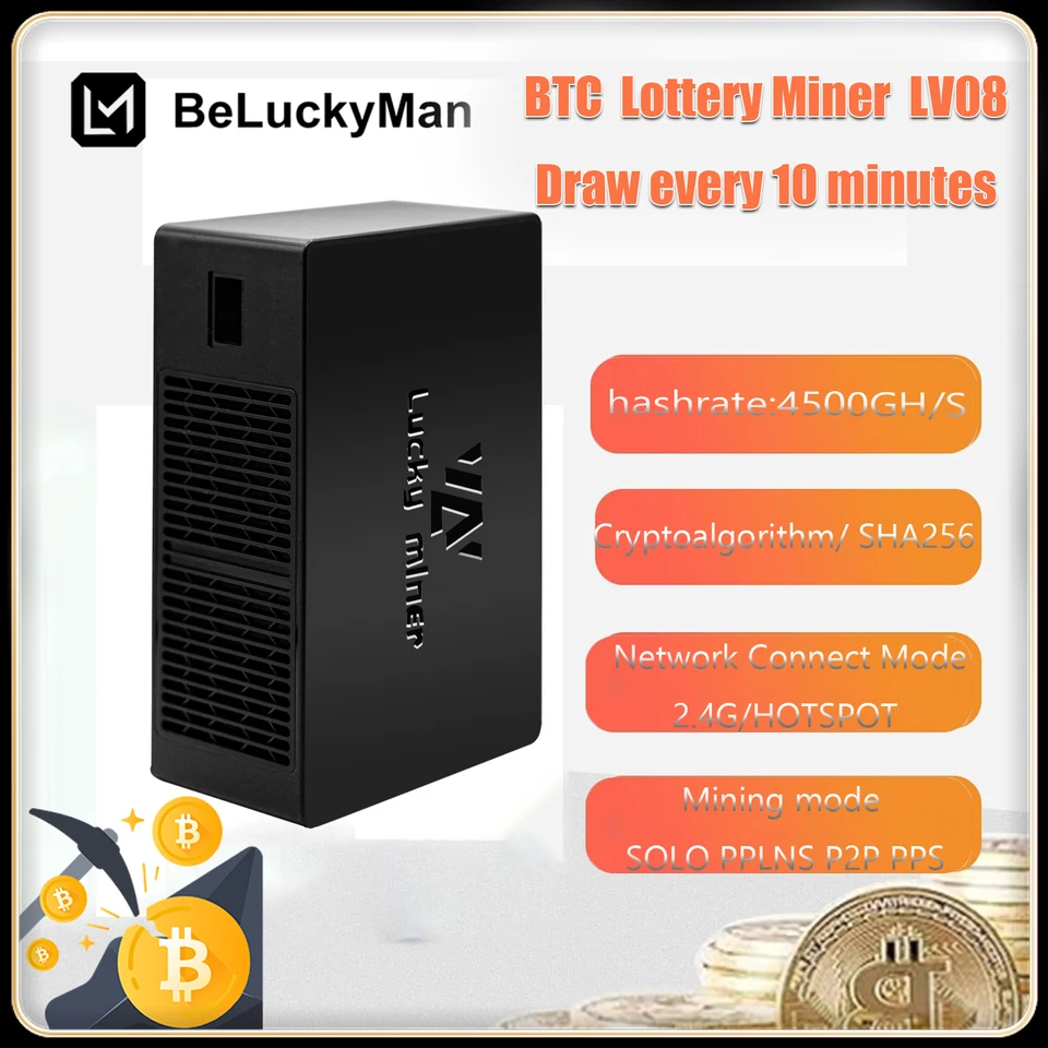 Nový BTC Miner LV08 Lucky Miner LV08 4.5th/s Bitcoin Miner 2.4gwifi BM1366 SHA256 LOTTERY MINER Solo Miner Mining Machine