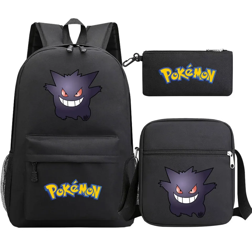 Nový Charmander Charizard Gengar 3ks Boy Girl Kids School Book Bags Travel batohové tašky na rameno perá pre mužov