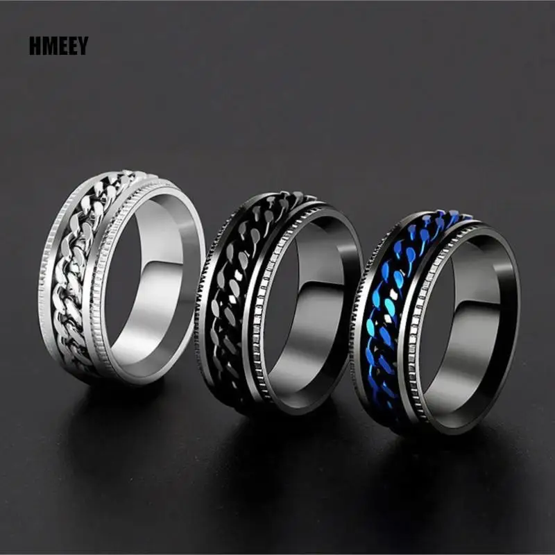 Nový chladný otočný otočný pár prsteň prsteň Vysoko kvalitný rozmetávač Rotable Rings for Women Man Punk Jewelry Party Darček