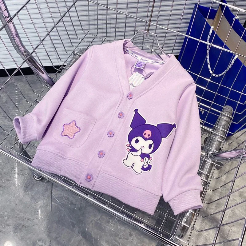 Nový Cinnamoroll Kuromi Kids Cardigan Cute Cartoon My Melody Winter Limited Single Breast Soft