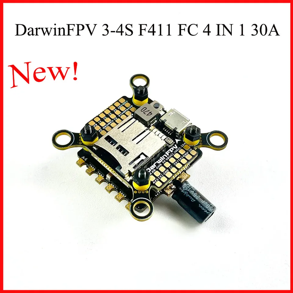 Nový Darwinfpv 3-4S F411 FC 4 v 1 30A ESC Stack pre FPV Drone High-výkonné príslušenstvo Vstavaný barometer/slot karty SD