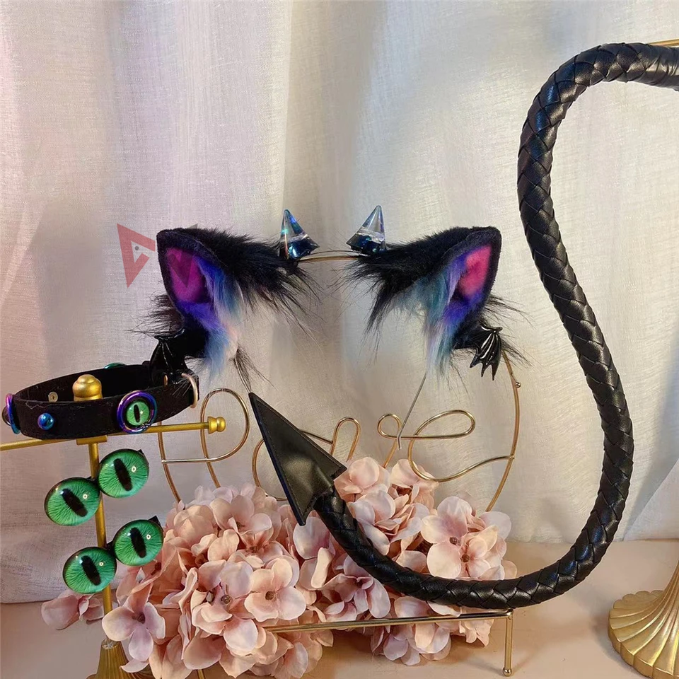 Nový diabol démon Cat Fox Ears Ears Hairhoop Wings Eyes Tail náušnice náhrdelník Animal Cosplay cosplay cosplay cosplay cvoky simulačné kostýmy doplnky