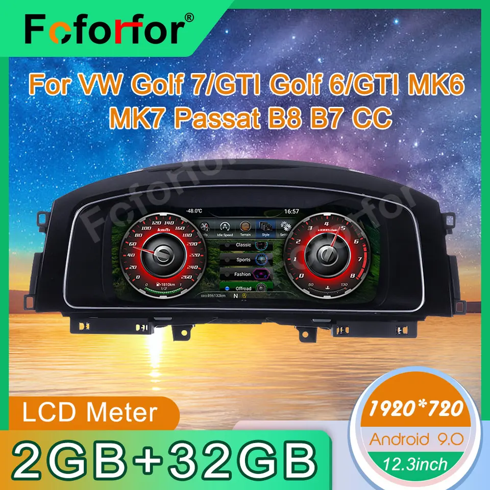 Nový digitálny panel Dashboard Virtual Instrument Claster Cockpit LCD Schadometer pre VW Golf 7/GTI Golf 6/GTI MK6 MK7 Passat B8