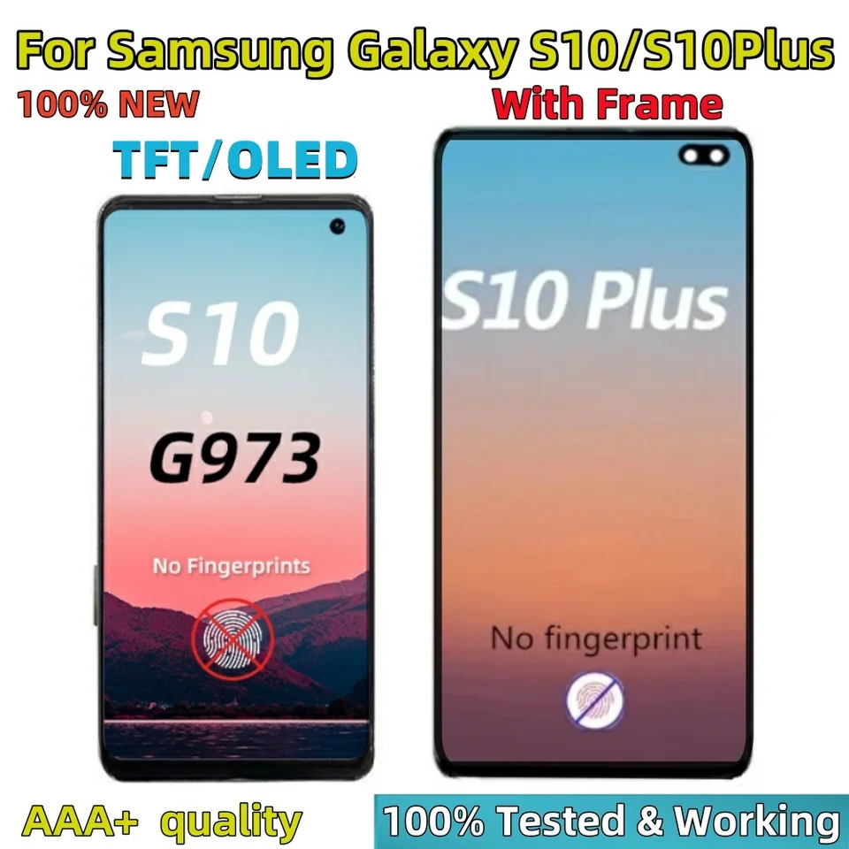 Nový displej TFT OLED pre Samsung Galaxy S10 Plus G975 G975F S10 G973 LCD dotyková obrazovka s výmenou digitalizátora rámcov