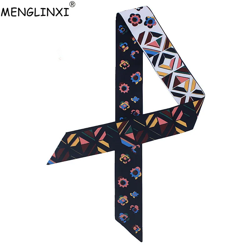 Nový dizajn Camellia Scarf Geometric tlat Women Dámsky hodvábny šál módny šál Značka rukoväte vrecko Stuhy Malé dlhé šatky C15