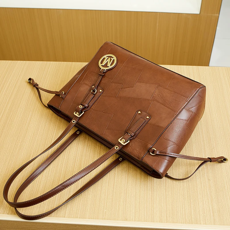 Nový dizajn hnedá dámska kabelka veľká kapacita vrecko na rameno dámy Tote Pack Messenger Pack Top Hanle Bag Torebka Damska