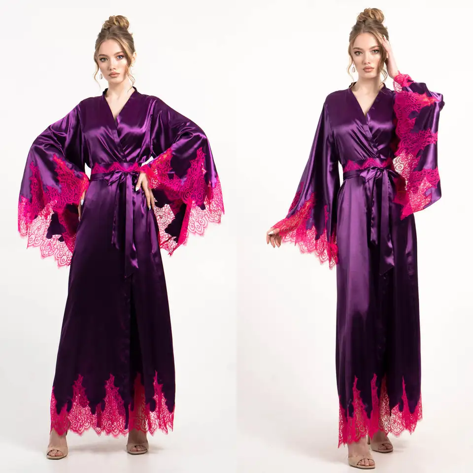Nový dizajn pyžamové šaty Ženy Rouch Nightgown Aplikácie