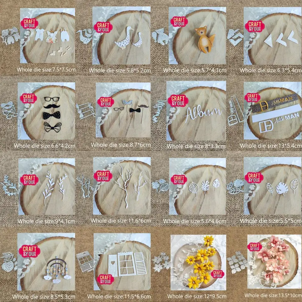 Nový dizajn remeselnícky kovový šablóna Cutting Dies Dies 16 druhy kvety kvety luk scrapbook die cuts papierová karta remese