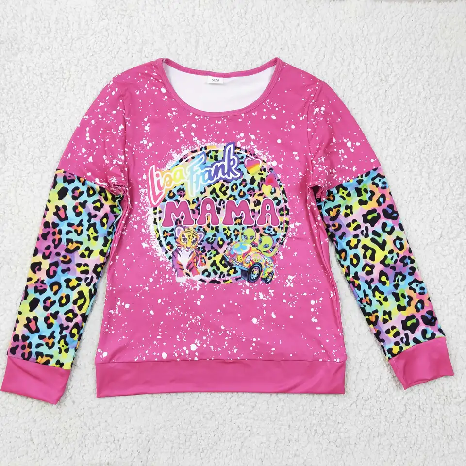 Nový dizajn RTS veľkoobchodné dievčatá s dlhým rukávom Tops Tops Dospelý leopard mama mama a ja oblečenie