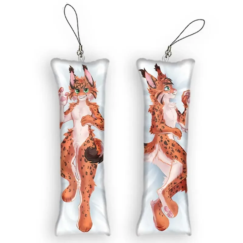 Nový dizajnkawaii Animal Furry Mini Dakimakura Keychain Obojstranná tlač Malé chlpaté vankúš
