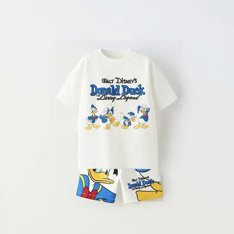 Nový Donald Duck Print T-Shirt Shorts Outfit Summer kostým 2 kusy set Kids Boys Fashion Crewneck Tops+Shorts Tracksuits