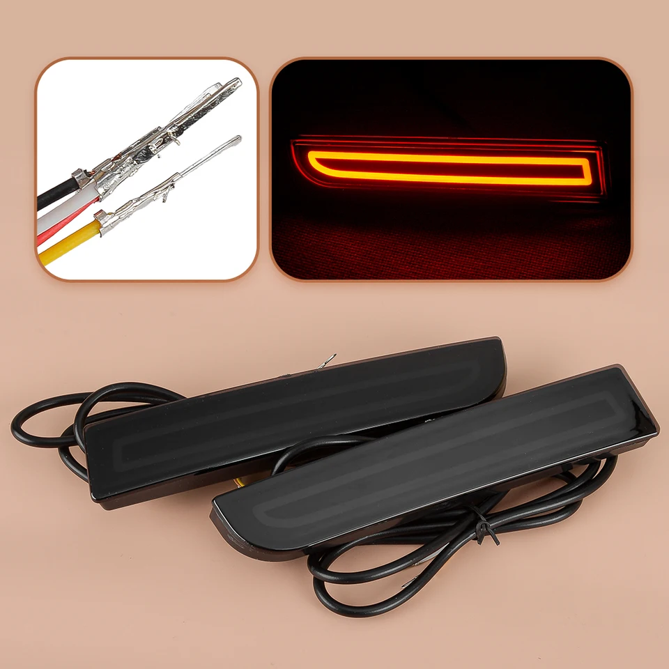 Nový dvojica údená šošovka Zadný nárazník reflektor LED Tray Tray Signál Svetla brzdová lampa pre Mitsubishi Lancer 2008-2017 IP67 12V