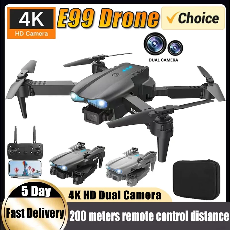 Nový E99 Pro Dron Professional širokouhlý RC DRON HD 4K Camera Mode Skladacie vrtuľníky lietadlá Quadcopter DRONE Kid Darčekové hračky