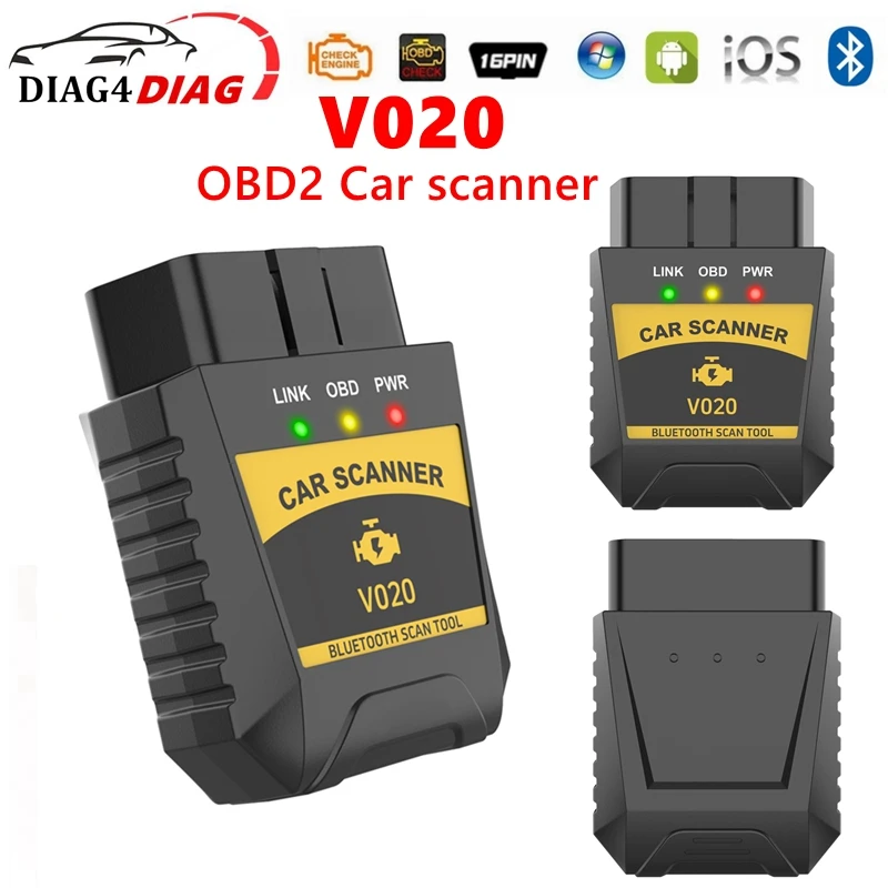 NOVÝ ELM327 V020 SKENER CAR SCANER OBD2 Diagnostický skener nástroj Bluetooth 4.0 Automobilový kód Automatické diagnostické nástroj