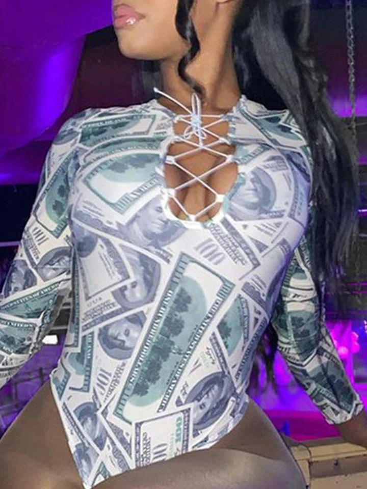 Nový európsky a americký štýl s Y2K Solid Color VA VA VOOM NA JELECKE na jeseň je čerstvý a štíhly s vrchom s dlhým rukávom.