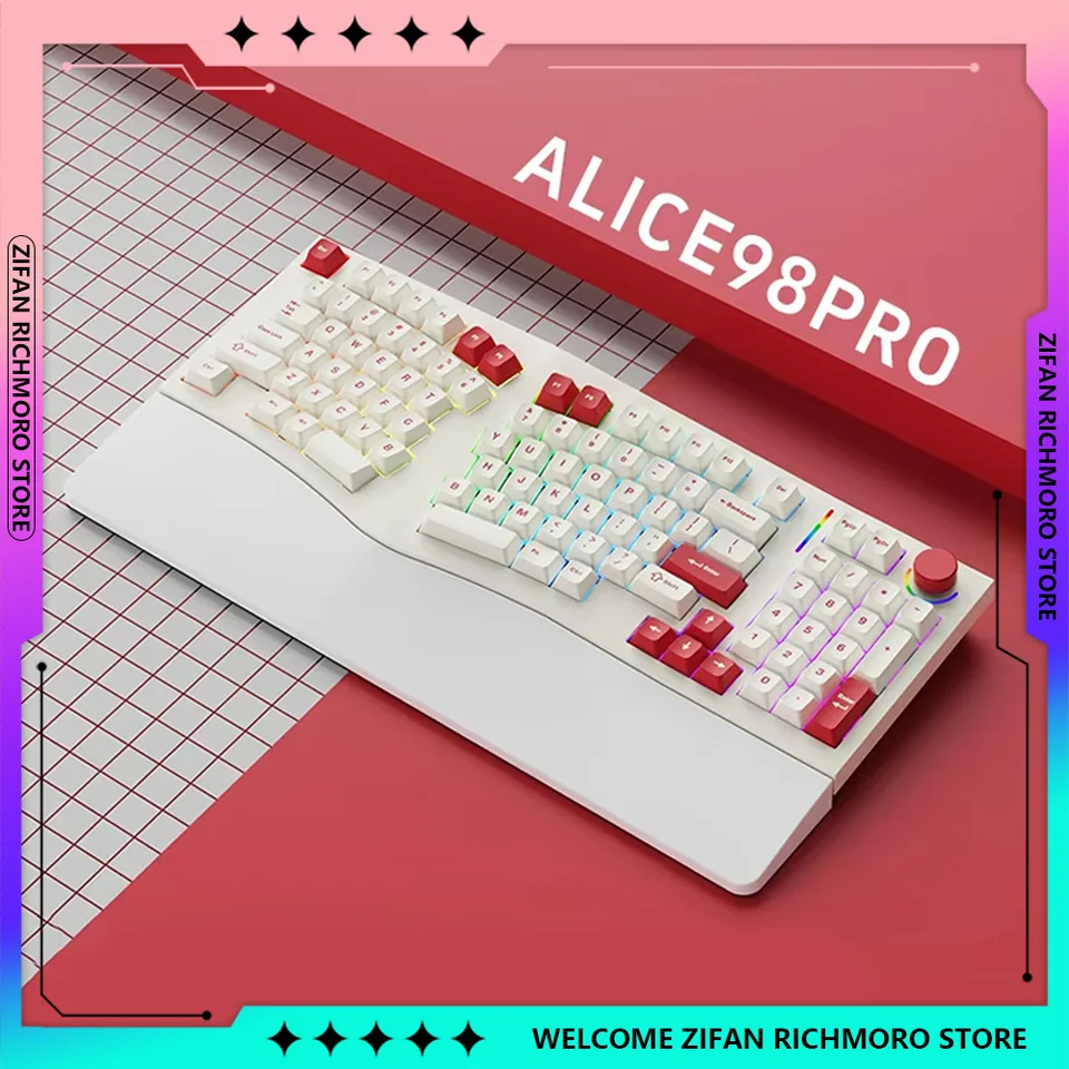 Nový Feker Alice98pro ergonómia 3Mode bezdrôtové káblové klávesnice Alice RGB Hot-Swap Custom Mechanical Keyboard PC klávesnice Darčeky