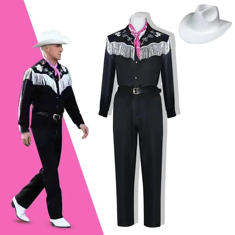 Nový film Margot Robbie Barbi Cosplay Ken Cosplay pre mužov dospelých Black Cow Boy Halloween kostýmy ružové kombinézy roly hra
