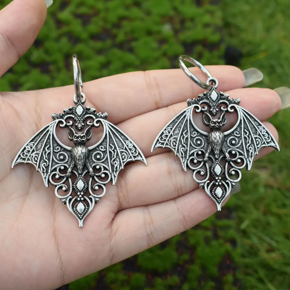 Nový gotický štýl tajomný upírový netopier Bat Pendant náušnice vhodné pre darčekové šperky Halloween