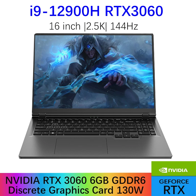 Nový herný notebook s 12. genami NVIDIA RTX 3060 6G Intel I9 12900H 16 palcov 2,5k IPS obrazovky 165Hz M.2 NVME SSD RGB Klávesnica