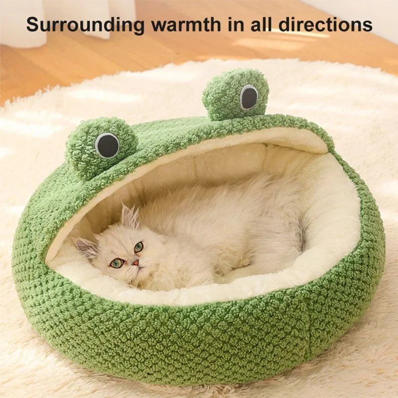 Nový hlboký spánok pohodlie v zime žaba mačka posteľ malá rohož Matter Dog House Pets Pets Stan Cozy Cave Nest House