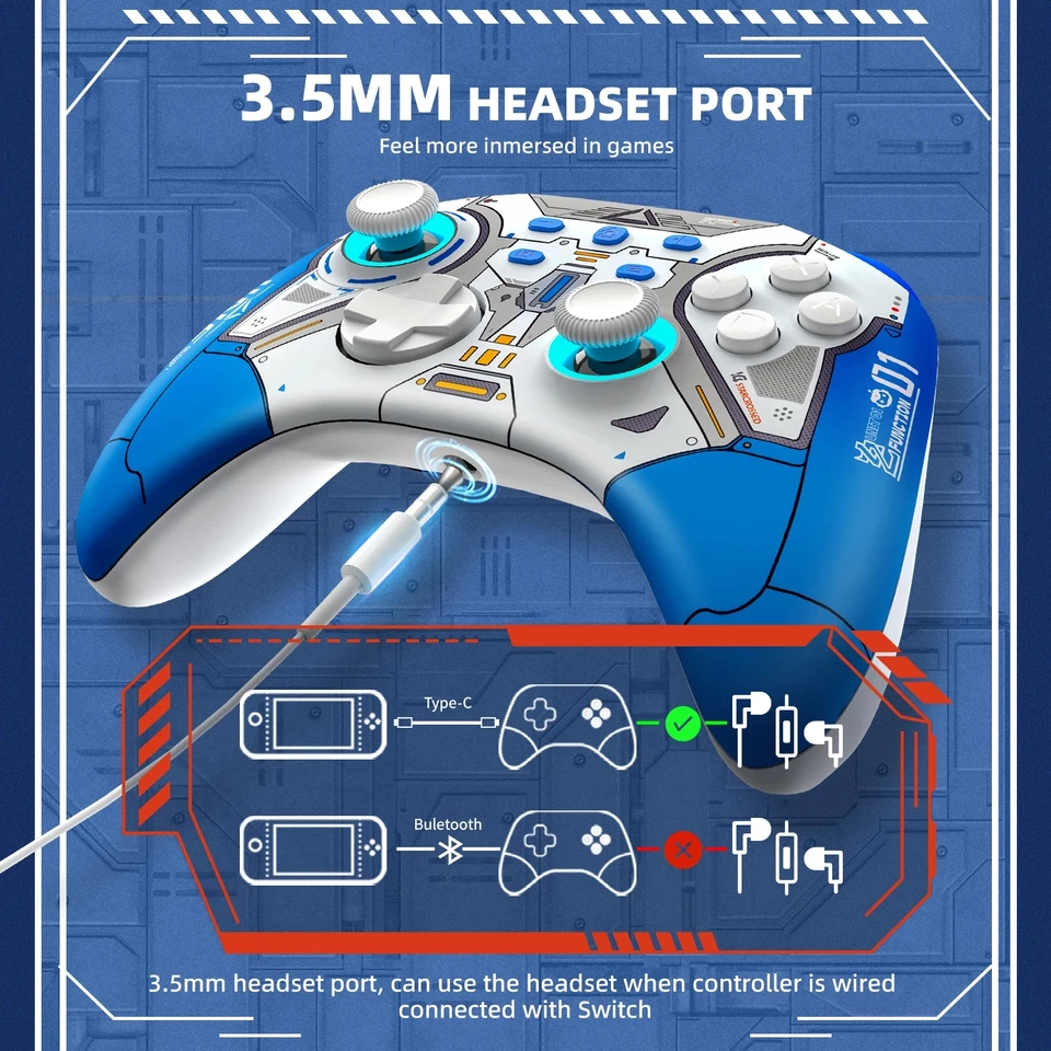 Nový Iine Ares Mecha Wireless Pro Controller s headset Jack RGB svetlo kompatibilný pre spínač pary PC Prebuďte sa