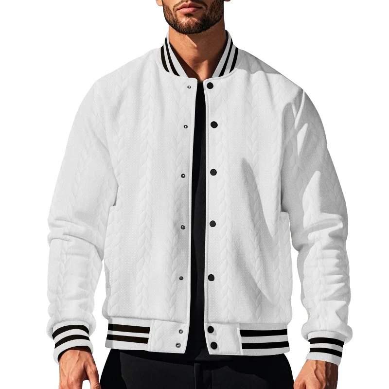 Nový Jacquard European a American Design Design Casy Solid Color Cardigan Baseball Bunda