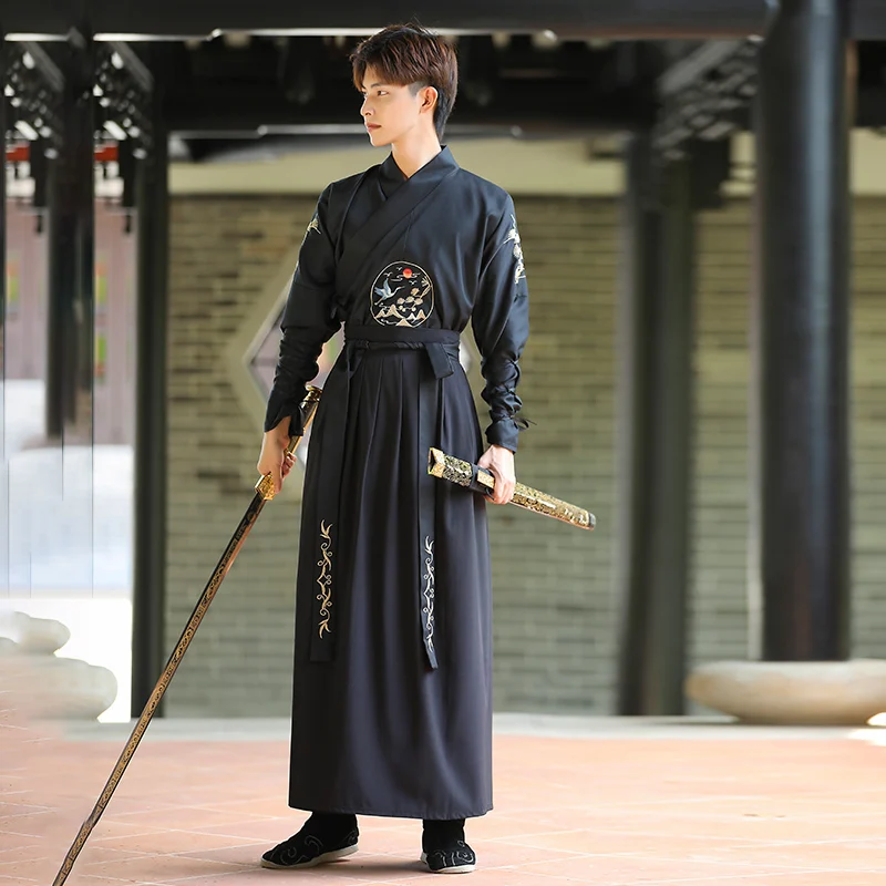 Nový japonský vintage kimono samurai cosplay oblečenie žena chiinese hanfu žeriav vyšíva